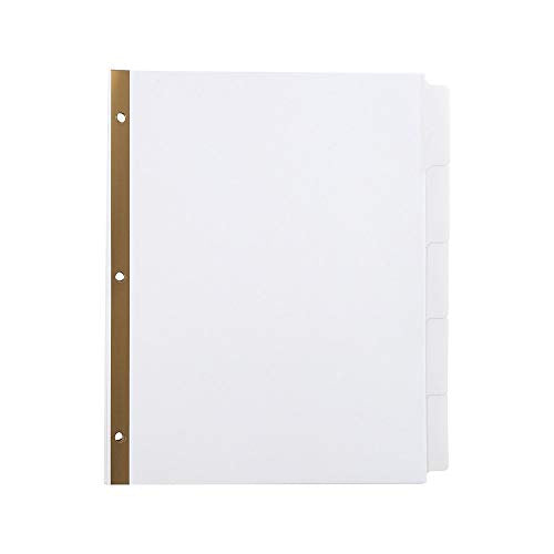 Staples Big Tab Write‑On Paper Dividers, 5‑Tab, White, Writable Customizable Binder Index Dividers, 4‑Pack - size: 5-Tab, style: White