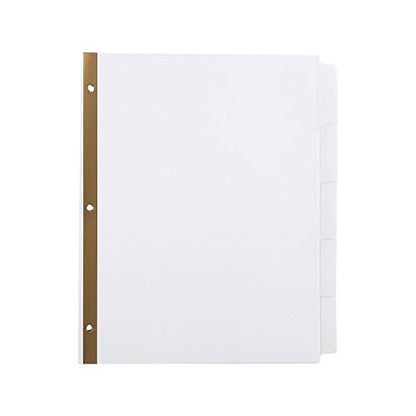 Staples Big Tab Write‑On Paper Dividers, 5‑Tab, White, Writable Customizable Binder Index Dividers, 4‑Pack - size: 5-Tab, style: White