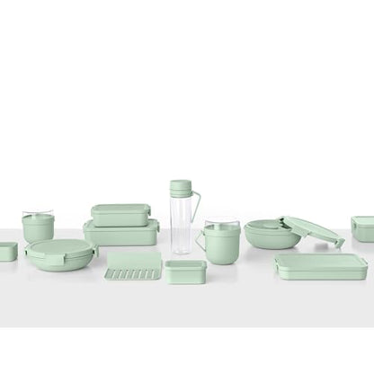Brabantia Make & Take Bento Lunch Box (Jade Green) 2 Compartments & Lidded Pot, Lift-Out Tray Divider, BPA-Free, Airtight Snap Locks, Microwave & Freezer Safe, Travel Meal Prep Container, 68oz - color: Jade Green, style: Bento Lunch Box