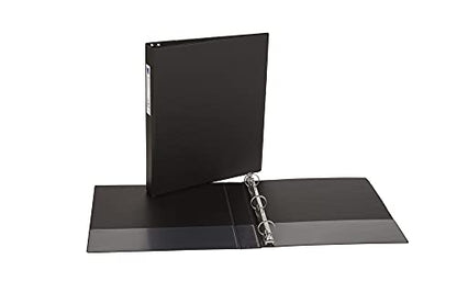Avery Standard 3 Ring Binder, Label Holder, 1" Round Rings, 175-Sheet Capacity, 1.4 Inch Wide Spine, 1 Black Binder, Ideal for Lightweight Organization and Occasional Referencing (04301) - style: 1 Pack