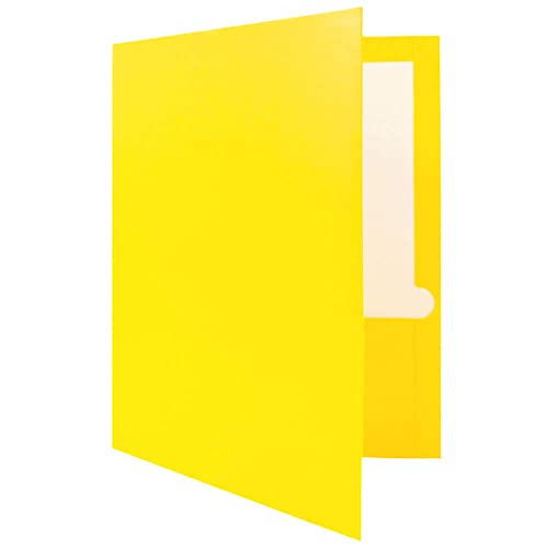 JAM PAPER Laminated Two Pocket Glossy School Folders - Letter Size - High Gloss Yellow - 6/Pack - color: Yellow, size: Pack of 6 Folders