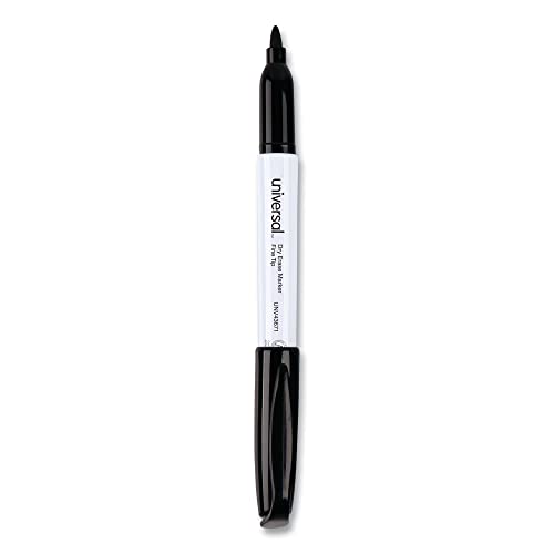 Universal UNV43671 Fine Bullet Tip Pen Style Dry Erase Marker - Black (1-Dozen) (Pack of 2) - size: 12 Count (Pack of 2)
