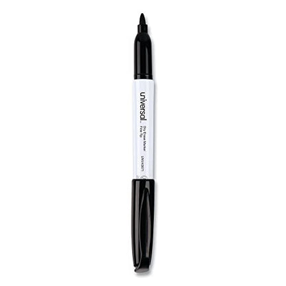Universal UNV43671 Fine Bullet Tip Pen Style Dry Erase Marker - Black (1-Dozen) (Pack of 2) - size: 12 Count (Pack of 2)