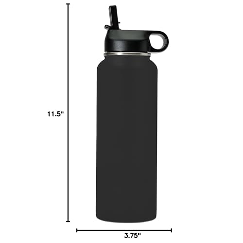 LaserGram Personalized Water Bottle, Grad Cap Class of 2023, 2024, 2025, 2026, 2027, Stainless Steel Double Wall Vacuum Insulated with Flip Top Straw, Custom Engraved Gift (40oz / 1180ml Black) - color: Black, size: 40 Ounces