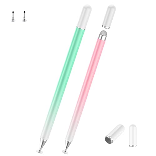 Stylus Pens for Touch Screens, High Precision Magnetic Disc Universal Stylus Pen for iPad, 2-in-1 iPad Pen Compatible with iPhone/iPad/Android Tablets/Nintendo Switch and so on(Pink/Green) - color: Pink+Green
