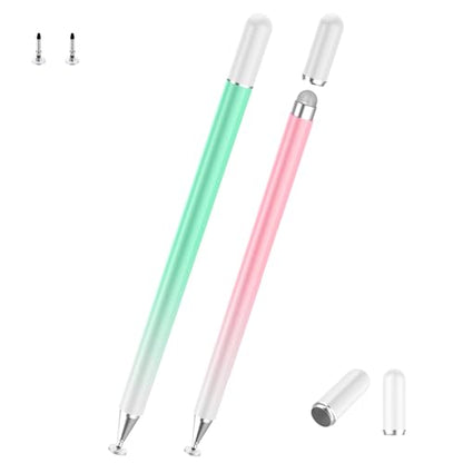 Stylus Pens for Touch Screens, High Precision Magnetic Disc Universal Stylus Pen for iPad, 2-in-1 iPad Pen Compatible with iPhone/iPad/Android Tablets/Nintendo Switch and so on(Pink/Green) - color: Pink+Green
