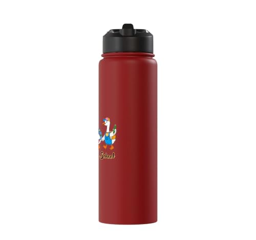Funny Silly Goose Back To School Student Classroom Theme Stainless Steel Insulated Water Bottle - color: Red