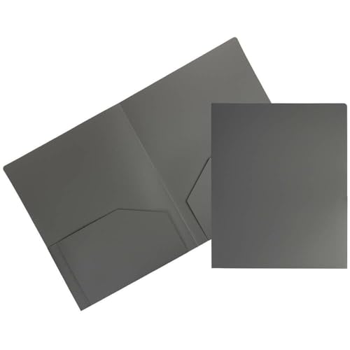 JAM PAPER Heavy Duty Plastic 2 Pocket Extra Tough School Folders - Grey - 3/Pack - color: Grey, size: 3 Per Pack