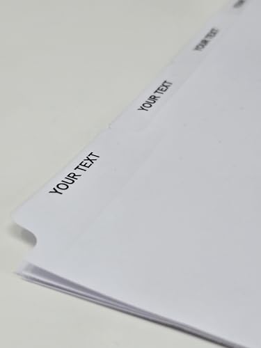 Bulk Custom Binder Dividers (Tabs) – Personalized White Plastic Index Divider Tabs with Your Text – 1/4 Cut, 1/5 Cut, 1/6 Cut – 100, 200 & 300 Sets (100, 1/6 Cut) - size: 1/6 Cut