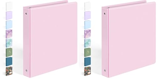 BinderX Extra Durable 3 Ring Binder, Round Rings 1 Inch Binder, Fits 175 Sheets of 8.5x11 Paper, Customizable View Cover with Inside Pockets, Cute 1" Binders, 1 Inch Binders 3 Ring, Pink (Pack of 2) - color: Pink, size: 1 inch (Pack of 2)