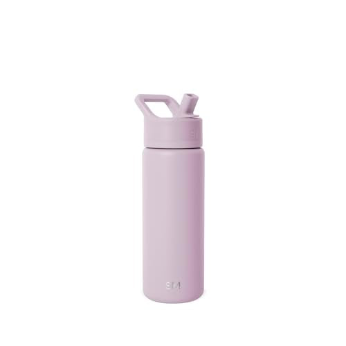 Simple Modern Kids Water Bottle with Straw Lid Vacuum Insulated Stainless Steel Metal Thermos Bottles | Reusable Leak Proof BPA-Free Flask for School | Summit Collection | 18oz, Lavender Mist - color: -Lavender Mist, style: 18oz