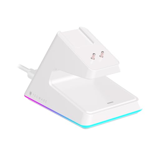 TECWARE EX1 Lightweight Gaming Mouse | 26K DPI Wireless Mouse with OLED Display | 59g Ultra-Light Design | RGB Charging Dock | Tri-Mode Connectivity 2.4GHz/Bluetooth/Wired with Grip Tape | White - color: White