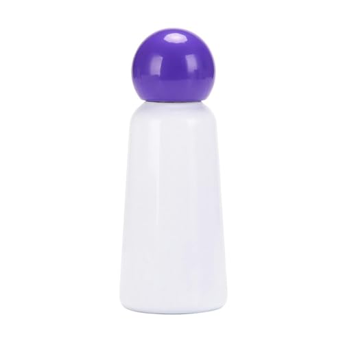 350ML/12oz Creative and Cute Stainless Steel Insulated Cup, Student Portable Outdoor Sports Water Bottle - White and Purple - 350ML - color: White-purple Style