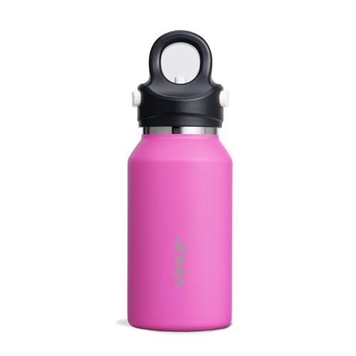 Vinur Small Water Bottle 9 oz Insulated Stainless Steel Leak Proof Water Bottle for Purse, Reusable Metal Water Flask for Travel, Hot Pink - color: Hot Pink, size: 9 Ounces