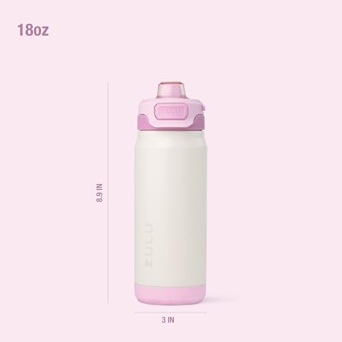 ZULU Powerfill Pro 18oz Kids Stainless Steel Water Bottle with Quick Fill Lid, Triple Wall Vacuum Insulated, Leak Proof Locking Lid, Sip & Chug, Reusable, BPA Free, Dishwasher Safe, Ivory Blush - color: Ivory Blush