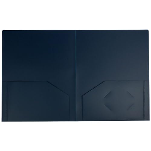 JAM PAPER Heavy Duty Plastic 2 Pocket Extra Tough School Folders - Navy Blue - 3/Pack - color: Navy Blue, size: 3 Per Pack