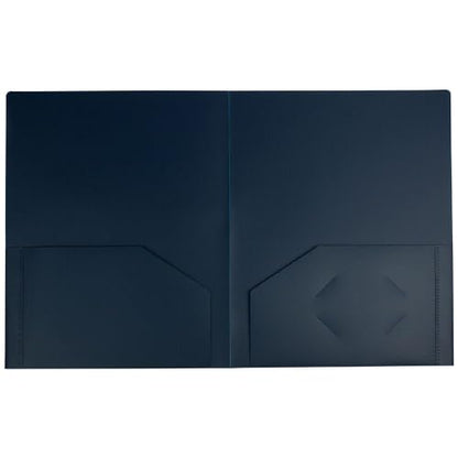 JAM PAPER Heavy Duty Plastic 2 Pocket Extra Tough School Folders - Navy Blue - 3/Pack - color: Navy Blue, size: 3 Per Pack