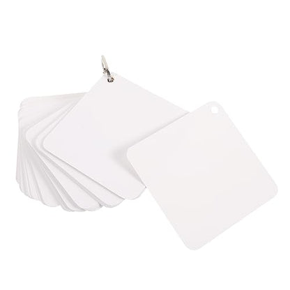 Lurrose 1set Blank Index Cards Metal Binder Rings Pre-punched Study Flash Cards for Memo Notepad for School Office Diy Projects