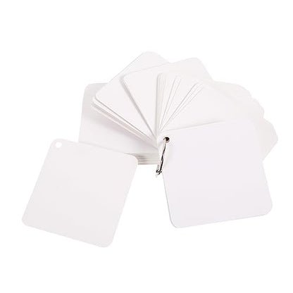 Veemoon 1Set Blank Flash Cards Pre Hole Punched Notecards with Binder Rings Multipurpose Hand Painting Cards for Learning Note Taking and Crafting Activities