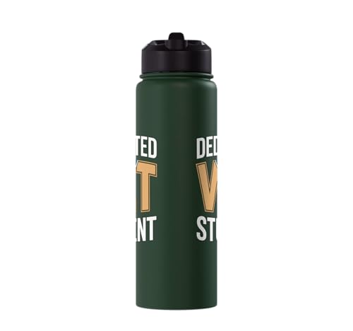 Dedicated Vet Student Veterinary School Stainless Steel Insulated Water Bottle - color: Dark Green