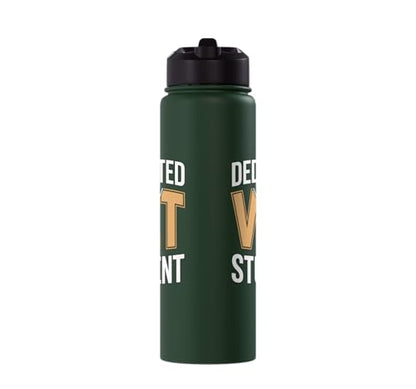 Dedicated Vet Student Veterinary School Stainless Steel Insulated Water Bottle - color: Dark Green