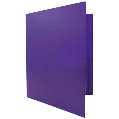 JAM PAPER Heavy Duty Plastic 2 Pocket Extra Tough School Folders - Purple - 6/Pack - color: Purple, size: 6 Per Pack