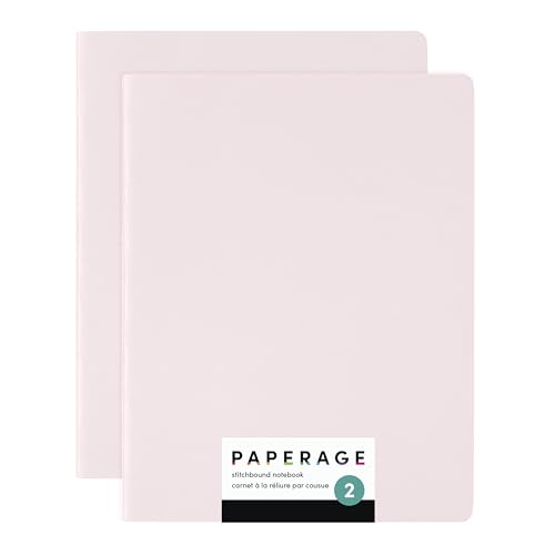 PAPERAGE Soft Cover Blank Journal Notebook, 2 Pack, (Pink Blush), 100 Pages, Large 7.5 inches x 9.5 inches, Ideal for Sketch Book, Note Taking & Travel Journal - color: Pink Blush, style: Plain 100pgs (2 Pack)