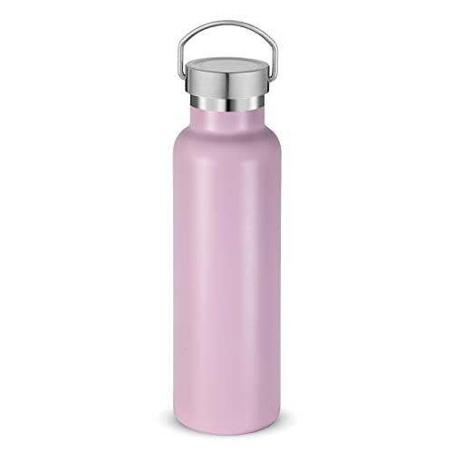 Neihepal Pink Stainless Steel Water Bottles,20 Ounce Vacuum Insulated Double Wall Travel Bottle with Leak Proof Lid of Handle,Metal Reusable Standard Mouth Flask Thermoses for School,Hikers,Gift - color: Pink