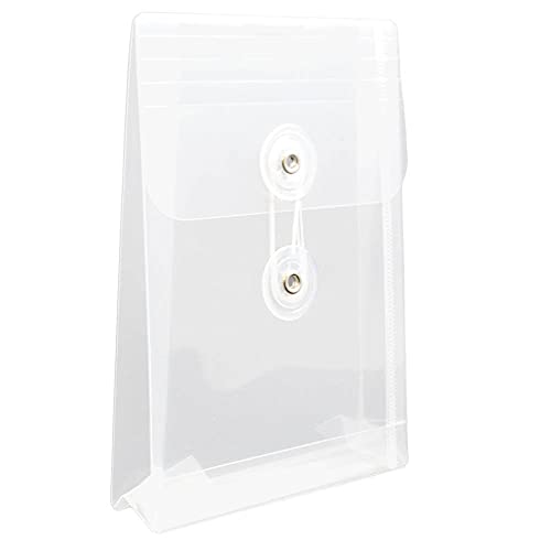 JAM PAPER Plastic Envelopes with Button & String Tie Closure - 4 1/4 x 6 1/4 - Clear - 12/Pack - color: Clear, size: 4 x 6