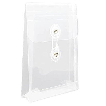 JAM PAPER Plastic Envelopes with Button & String Tie Closure - 4 1/4 x 6 1/4 - Clear - 12/Pack - color: Clear, size: 4 x 6