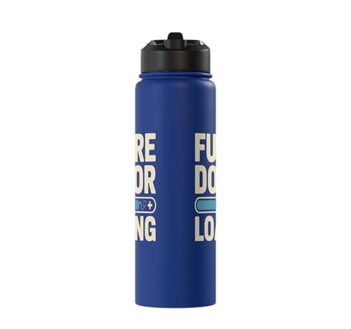 Future Doctor Loading Med Student Progress Bar Stainless Steel Insulated Water Bottle - color: Royal Blue