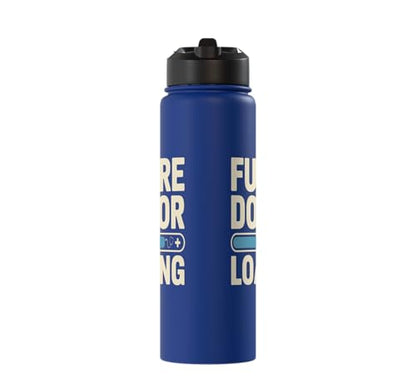 Future Doctor Loading Med Student Progress Bar Stainless Steel Insulated Water Bottle - color: Royal Blue