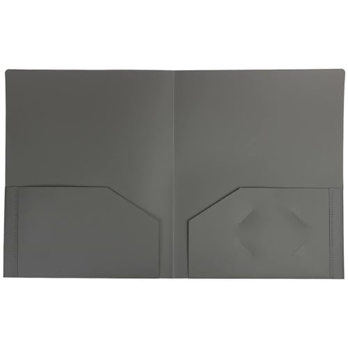 JAM PAPER Heavy Duty Plastic 2 Pocket Extra Tough School Folders - Grey - 3/Pack - color: Grey, size: 3 Per Pack