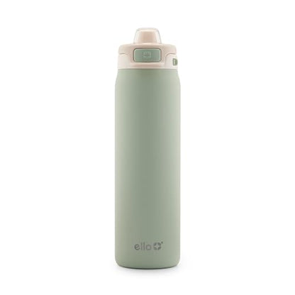Ello Pop & Fill Insulated Stainless Steel Water Bottle with Quick Fill Lid, Leakproof Locking, Sip or Chug Spout, BPA-Free, Double Wall Vacuum Insulated for Sports, Travel & School- 22oz / 32oz / 40oz - color: Pistachio, style: 22oz