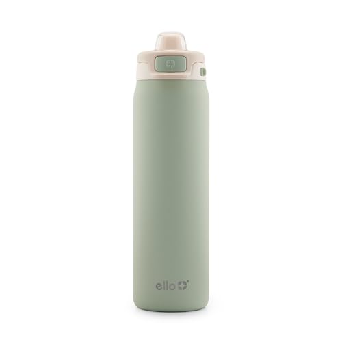 Ello Pop & Fill Insulated Stainless Steel Water Bottle with Quick Fill Lid, Leakproof Locking, Sip or Chug Spout, BPA-Free, Double Wall Vacuum Insulated for Sports, Travel & School- 22oz / 32oz / 40oz - color: Pistachio, style: 22oz