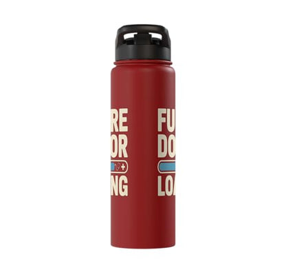 Future Doctor Loading Med Student Progress Bar Stainless Steel Insulated Water Bottle - color: Red