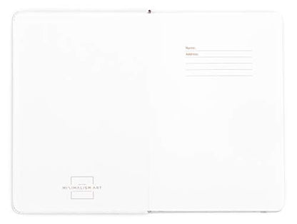 Minimalism Art, Premium Hard Cover Notebook Journal, Medium Size, A5 5.8" x 8.3", 186 Numbered Pages, Gusseted Pocket, Ribbon Bookmark, Extra Thick Ink-Proof Paper 120gsm (Squared, Amber)