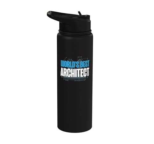 Architect Student Architecture World's Best Architect Stainless Steel Insulated Water Bottle - color: Black