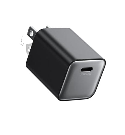 wegear 30W Compact Wall Charger, USB C Charger Block with GaN III Tech, PD3.0 PPS QC4.0 Fast Charging Foldable Power Adapter for iPhone 17 16 15, Galaxy, Pixel, iPad, AirPods (Black, 1 Pack) - color: Black, size: 1 Pack