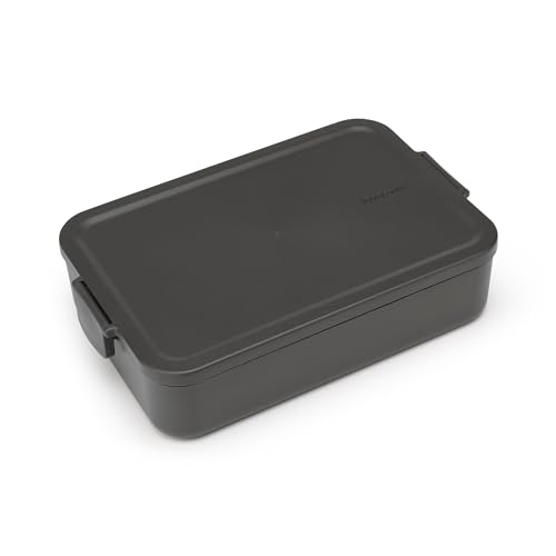 Brabantia Make & Take Bento Lunch Box (Dark Gray) 2 Compartments & Lidded Pot, Lift-Out Tray Divider, BPA-Free, Airtight Snap Locks, Microwave & Freezer Safe, Travel Meal Prep Container, 68oz - color: Dark Gray, style: Bento Lunch Box