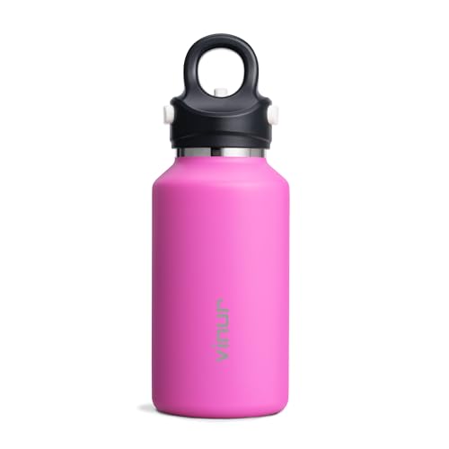 Vinur 12 oz Water Bottle for Kids School- Insulated Stainless Steel Leak Proof for Travel | with Push Button Lid | One-Hand Operation | Cup Holder Friendly, Hot Pink - color: Hot Pink, size: 12 Ounces