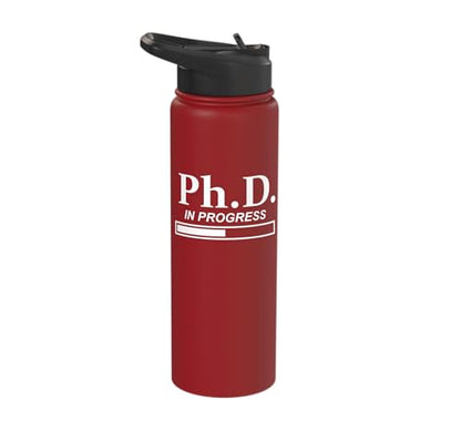 PhD in Progress Doctorate Student PhD Candidate Future Dr Stainless Steel Insulated Water Bottle - color: Red