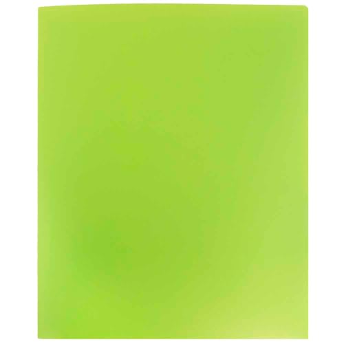 JAM PAPER Heavy Duty Plastic 2 Pocket Extra Tough School Folders - Lime Green - 3/Pack - color: Lime Green, size: 3 Per Pack