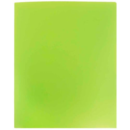JAM PAPER Heavy Duty Plastic 2 Pocket Extra Tough School Folders - Lime Green - 3/Pack - color: Lime Green, size: 3 Per Pack