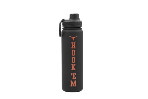 Texas Water Bottle - Black Double Walled Stainless Steel 24 oz Keeps Drinks Cold or Hot - color: Texas Hook Em - Black
