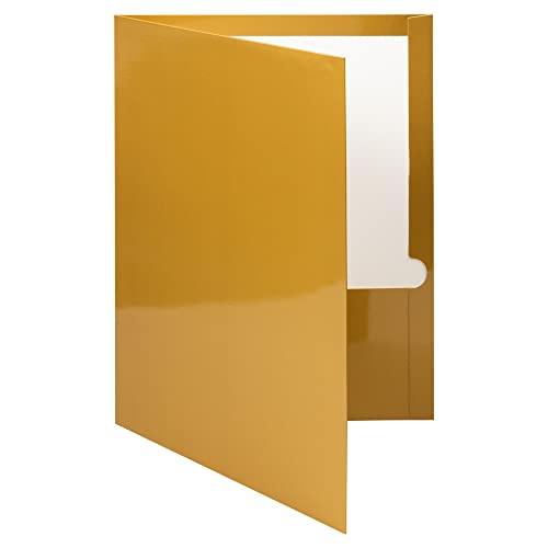 JAM PAPER Laminated Two Pocket Glossy School Folders - Letter Size - High Gloss Gold - 6/Pack - color: Gold, size: Pack of 6 Folders
