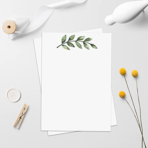 321Done Blank Note Cards, 5x7 Thick Cardstock - Greenery Leaves White Card Stock, Notecards & Stationery for Writing, Stamping, Printing - Made in USA, Set of 50 - No Envelopes - color: Greenery, White, size: 5x7, Vertical