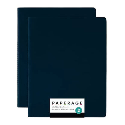 PAPERAGE Soft Cover Blank Journal Notebook, 2 Pack, (Navy), 100 Pages, Large 7.5 inches x 9.5 inches, Ideal for Sketch Book, Note Taking & Travel Journal - color: Navy, style: Plain 100pgs (2 Pack)