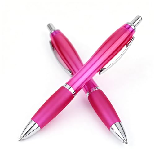 Custom Pens with Logo for Business - Pack of 100 Bulk Promotional Pens - color: Pink