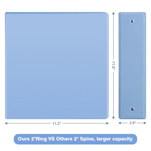 COMIX Standard 3 Ring Binder 2 inch with Clear View Cover, 2" Round Ring View Binder Holds 400 Sheets of US Letter Size Paper, 6 Pack (Pale Blue) - color: Pale Blue, size: 2 inch